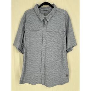 REI Fishing Shirt Men XL Gray Button Outdoors Hiking Camping Vented Short Sleeve